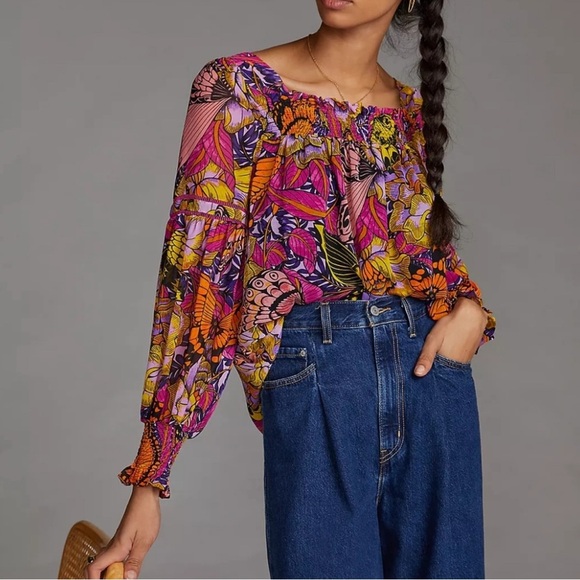 Anthropologie × Alexandra Farmer Puff-Sleeved Blouse size XS - Picture 1 of 13